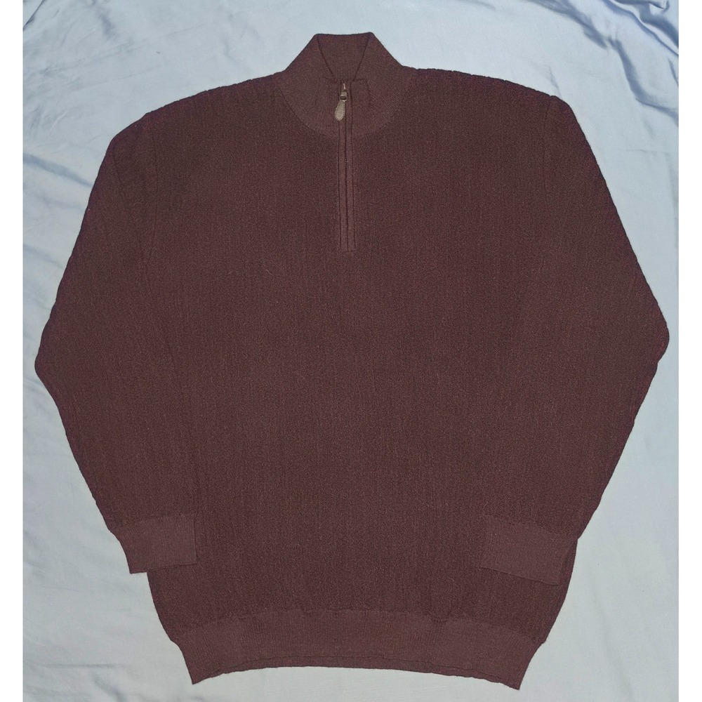 Peru‎ Unlimited 1/4 Zip Brown Baby Alpaca Sweater 2XL Outdoors Quarter Wool